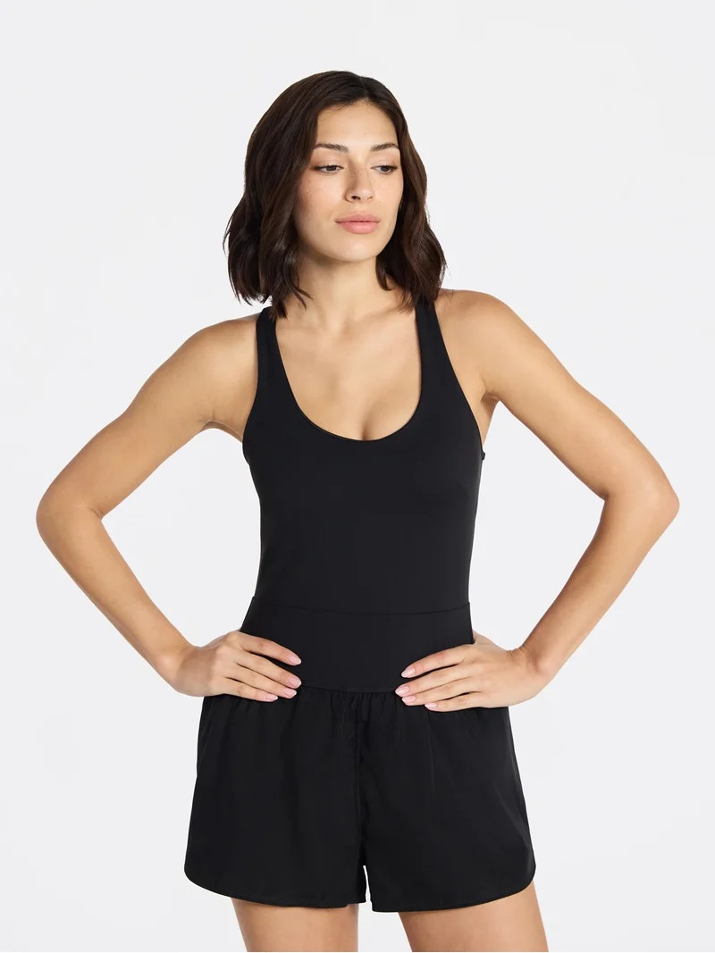 Avia Women's Cross Back Active Romper, Sizes XS-XXXL | Walmart (US)