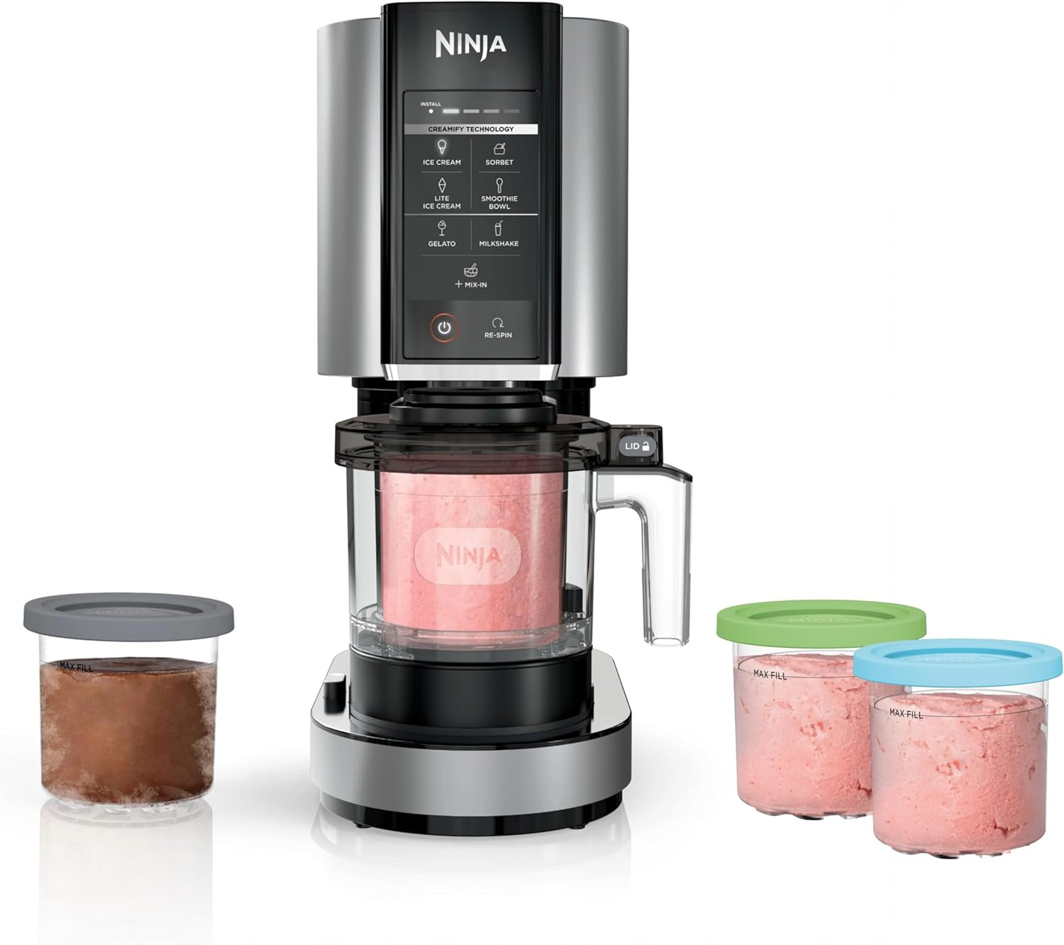 Ninja NC301 CREAMi Ice Cream Maker + 2 Pint Containers and Lids Bundle | Amazon (US)