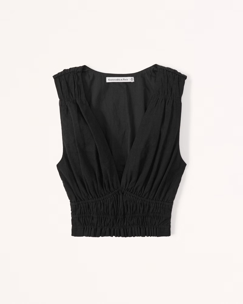 Linen-Blend Wide Strap Set Top | Abercrombie & Fitch (US)