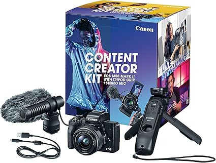 Canon EOS M50 Mark II Content Creator Kit, Mirrorless 4K Vlogging Camera Kit Includes EF-M 15-45m... | Amazon (US)