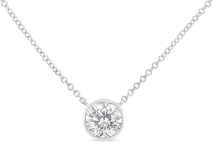Original Classics 10k Gold Bezel-Set Diamond Solitaire Pendant Necklace | Amazon (US)
