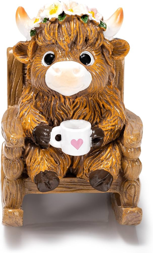 Highland Cow Figurine for Book Shelf Decor, Highland Cows Themed Gifts for Women, Resin Figures H... | Amazon (US)