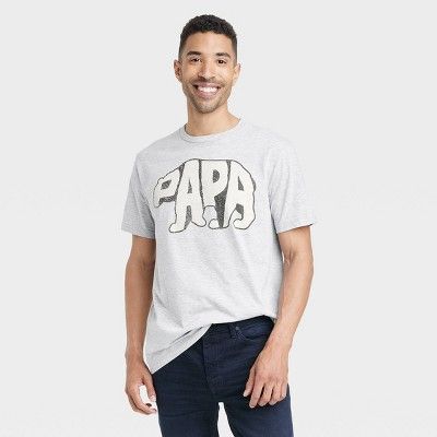 Men's Papa Bear Short Sleeve Graphic T-Shirt - Heathered Gray | Target