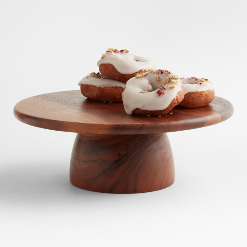 Tondo Acacia Wood Cake Stand | Crate & Barrel | Crate & Barrel