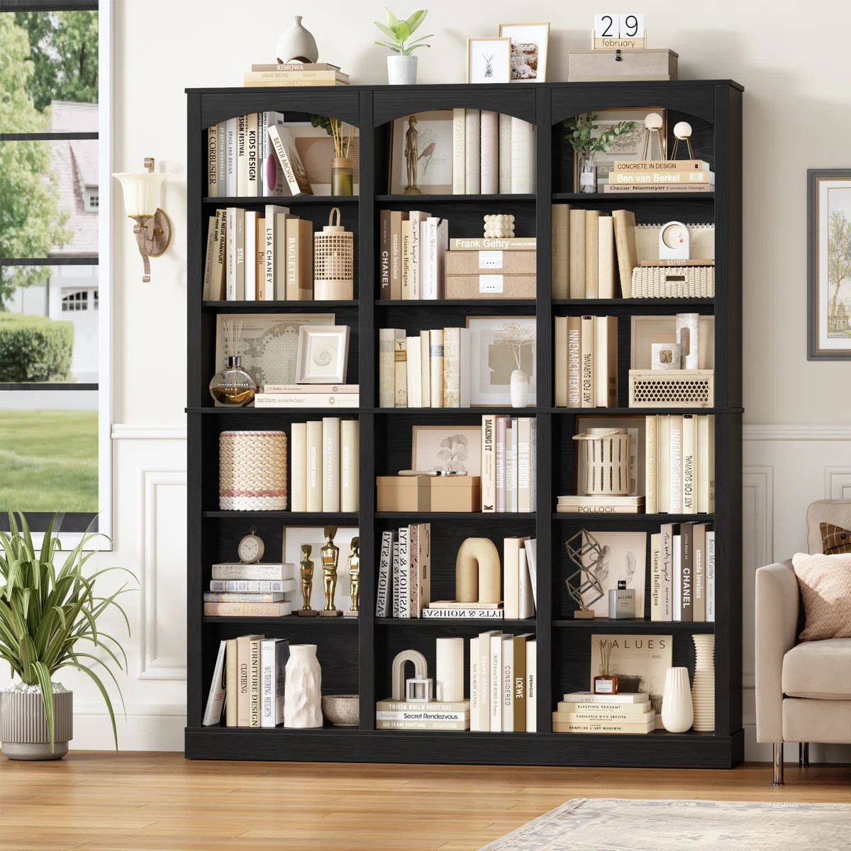 Huckins Standard Bookcase with Adjustable Shelves, 71.2" H x 63.4" W Modern Wood Storage Shelf | Wayfair North America