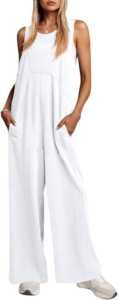 Cicy Bell Women's Casual Loose Overalls Jumpsuits One Piece Sleeveless Tank Tops Wide Leg Long Pa... | Amazon (US)