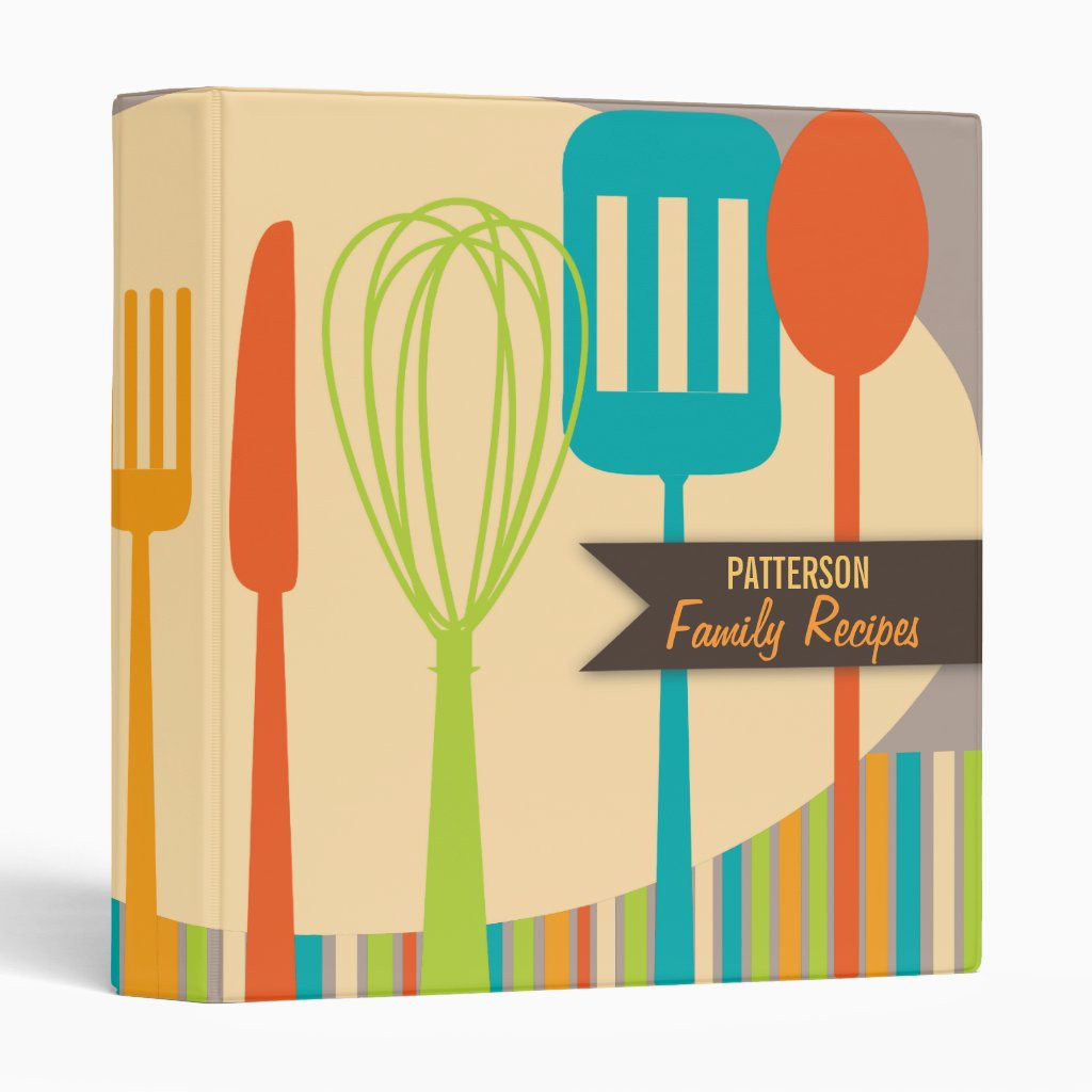Retro Kitchen Cooking Utensils Recipe Binder | Zazzle