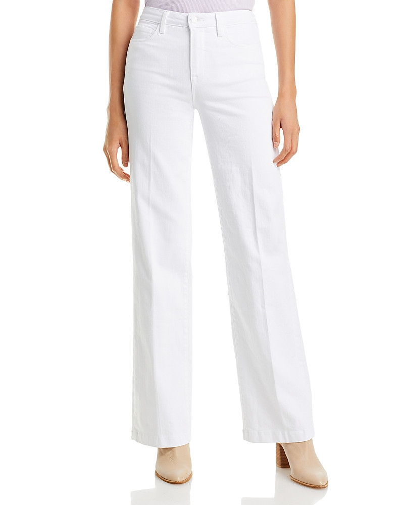L'Agence Clayton High Rise Wide Leg Jeans in Blanc | Bloomingdale's (US)