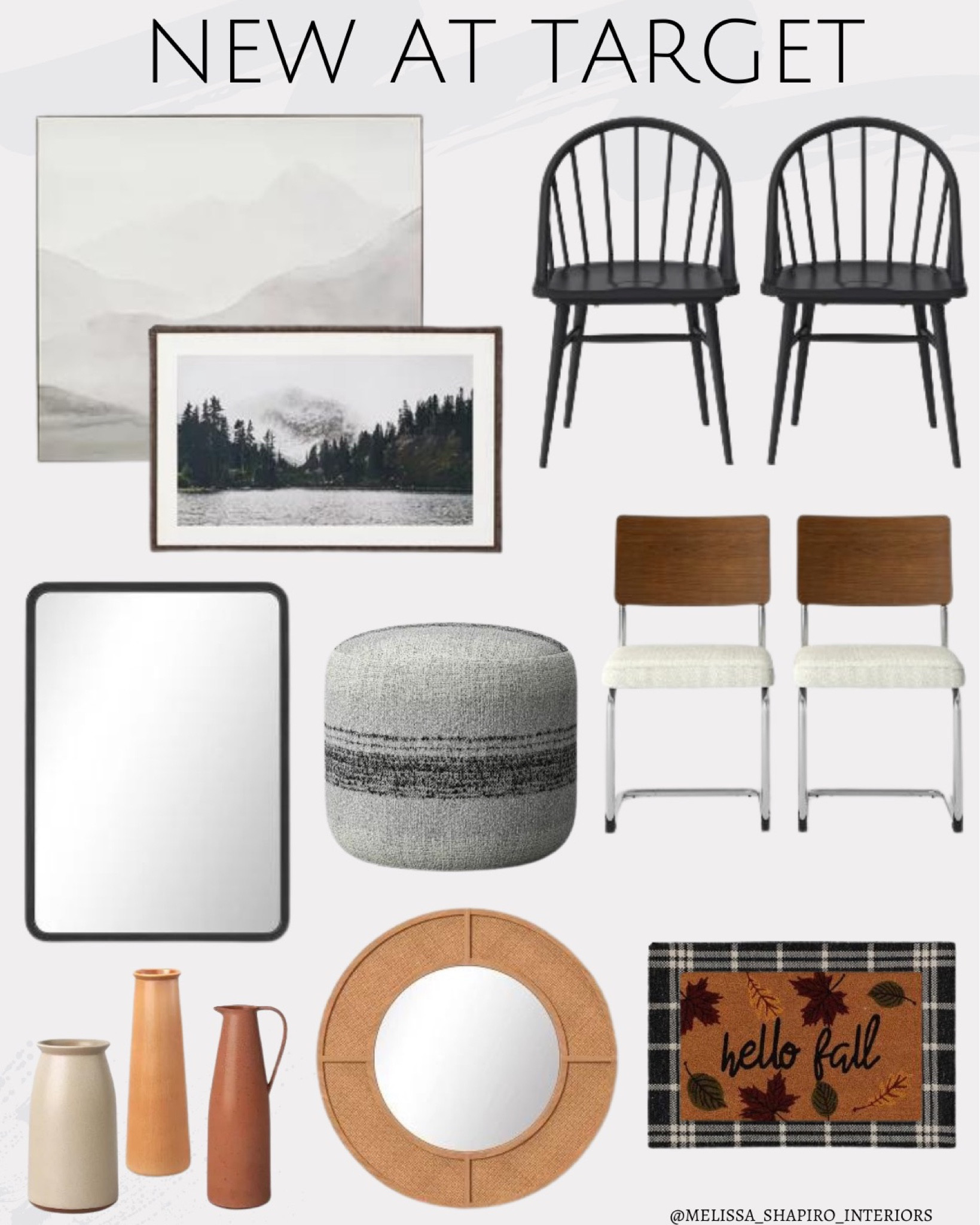 New furniture and home decor finds at Target!  Artwork, dining chairs, pouf ottoman, mirror, rug, doormat, vase #targetstyle

#LTKSeasonal #LTKunder100 #LTKhome