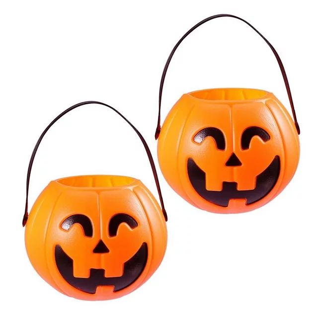 HOMEMAXS 2 Pcs 17cm Halloween Portable Pumpkin Bucket Children Trick or Treat Pumpkin Candy Pail ... | Walmart (US)