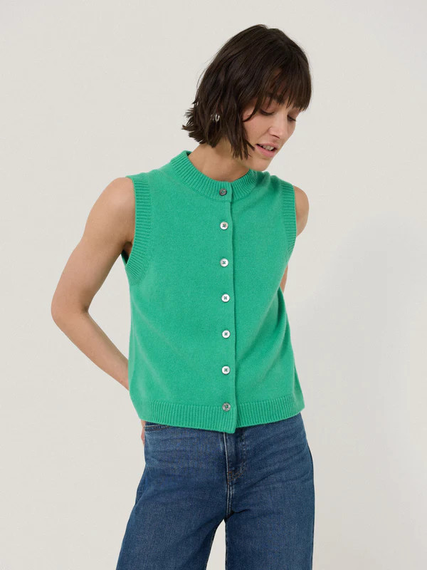 Wool Cashmere Blend Waistcoat | Green | Jigsaw (UK)