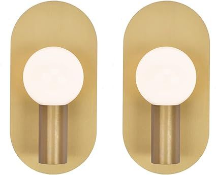 YEEZEMA Set of 2 Modern Wall Sconce Gold Mid-Century Sconces Wall Lighting Brushed Stainless Stee... | Amazon (US)