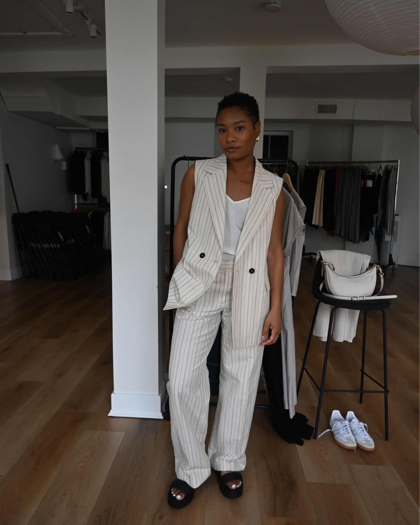 This linen suit is going home with me! The pants also have an adjustable hem for easy shortening. 

I’ve 5’4”, 140 lbs and a 28” waist. Wearing a size 4 in the pants and vest and a size small in the tank. 

#LTKU #LTKSeasonal #LTKSummerEdit