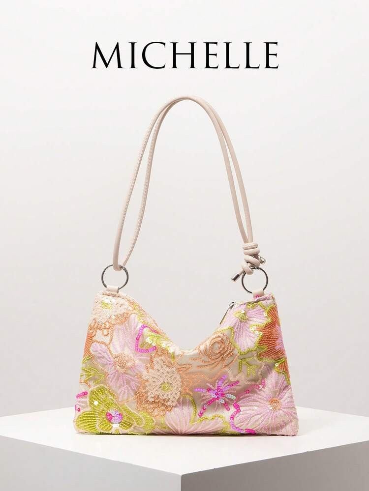 Sequin Shoulder Bag, Floral Embroidered Bag, Elegant Ladies Wallet, Party Dress, Graduation Dance... | SHEIN