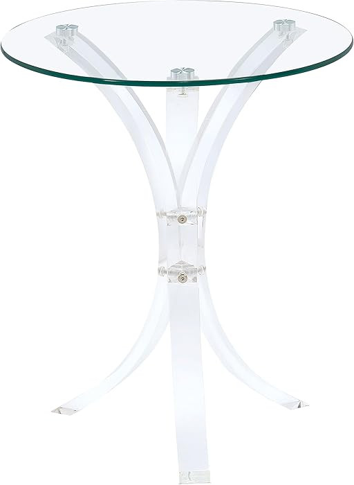 Coaster Home Furnishings - Laning - Glass and Acrylic - 18-Inch Round Tempered Glass Top Side Tab... | Amazon (US)