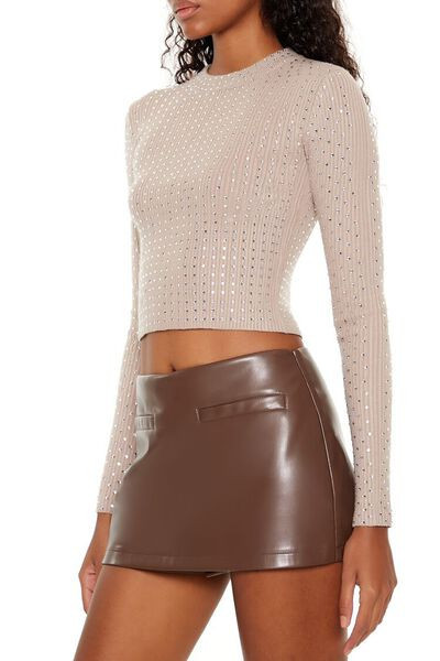 Rhinestone Cropped Sweater | Forever 21
