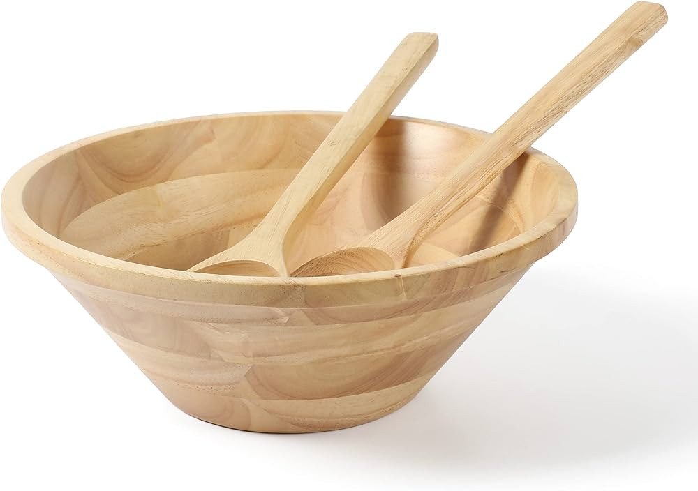 MARTHA STEWART Coban 3 pc 13" Round Wood Salad Bowl W/ 2 Servers | Amazon (US)