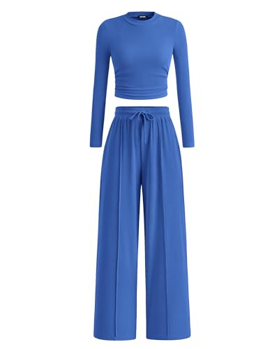 BTFBM Casual Ribbed 2 Piece Sets For Women Fall 2026,Blue,L | Amazon (US)