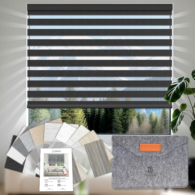 Zebra Shade Fabric Samples, Dual Layer Sheer Roller Shade Fabric Swatch | Amazon (US)