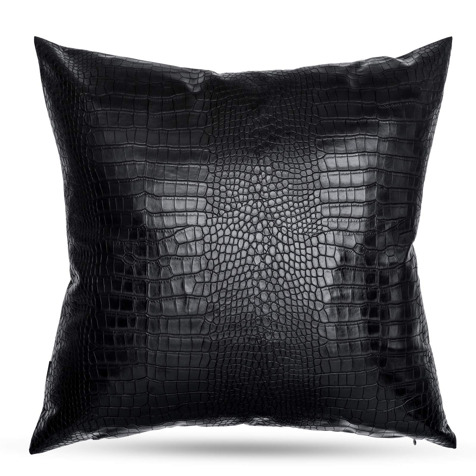 Faux Leather Throw Pillow Covers, Square 26x26 inches Black Crocodile Skin Leather Pillow Case, M... | Amazon (US)