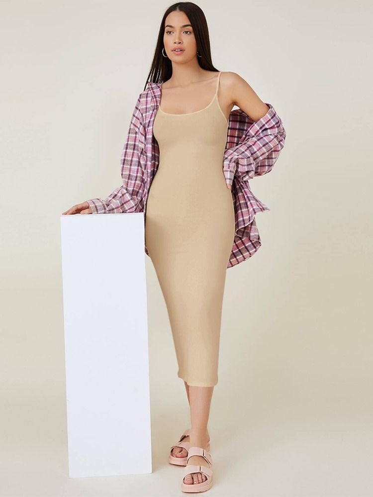 SHEIN BASICS Solid Cami Bodycon Dress | SHEIN