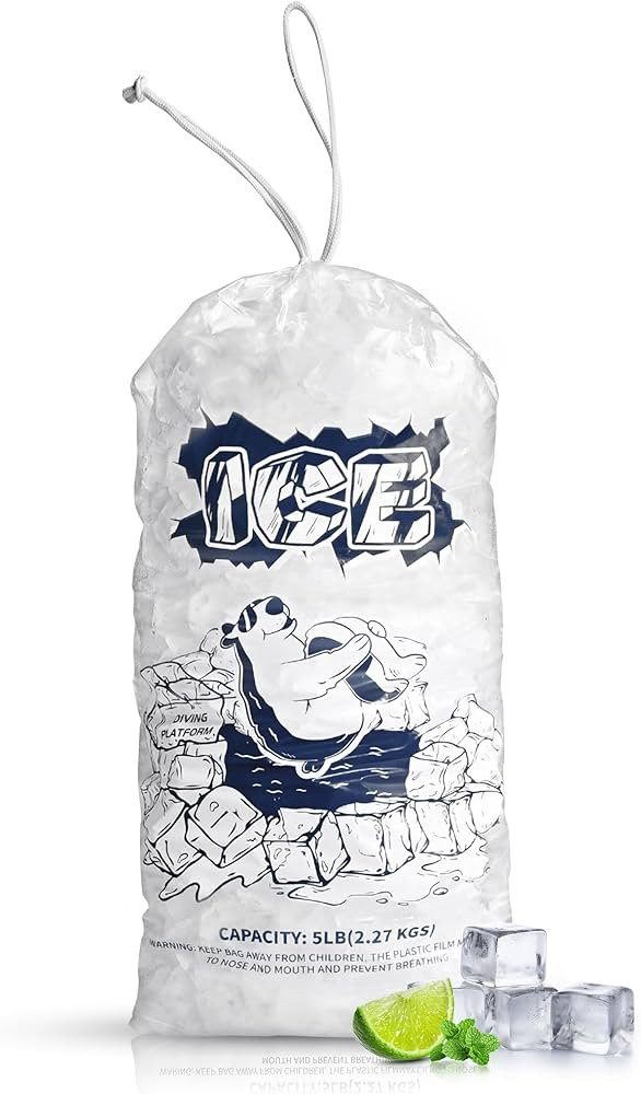 Ice Bags 5lb with Drawstring,50 Pack Plastic Ice Bags for Ice Storage | Amazon (US)