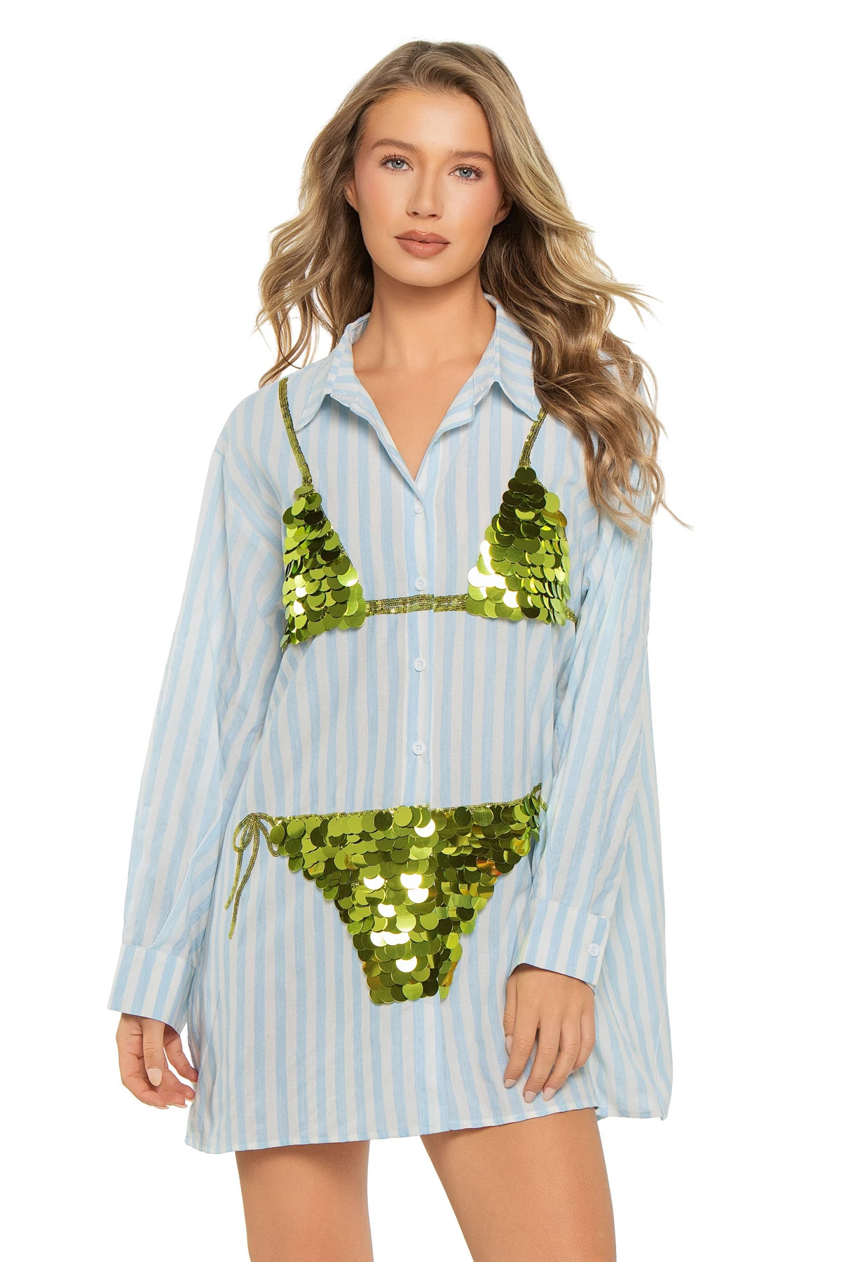 Striped Sequin Bikini Graphic Tunic | Everything But Water