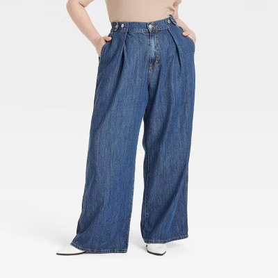 Women's High-Rise Two Way Denim Trousers - Universal Thread™ Dark Wash 26 | Target