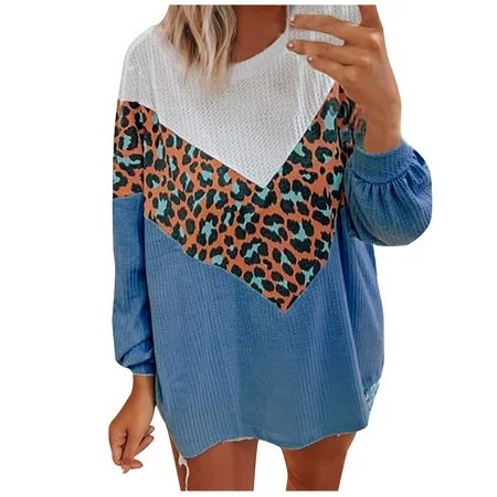 Leopard Sweater Ladies Round Neck Fashion Print Comfortable Long Sleeve Sweater Top B1 Women Fashion | Walmart (US)