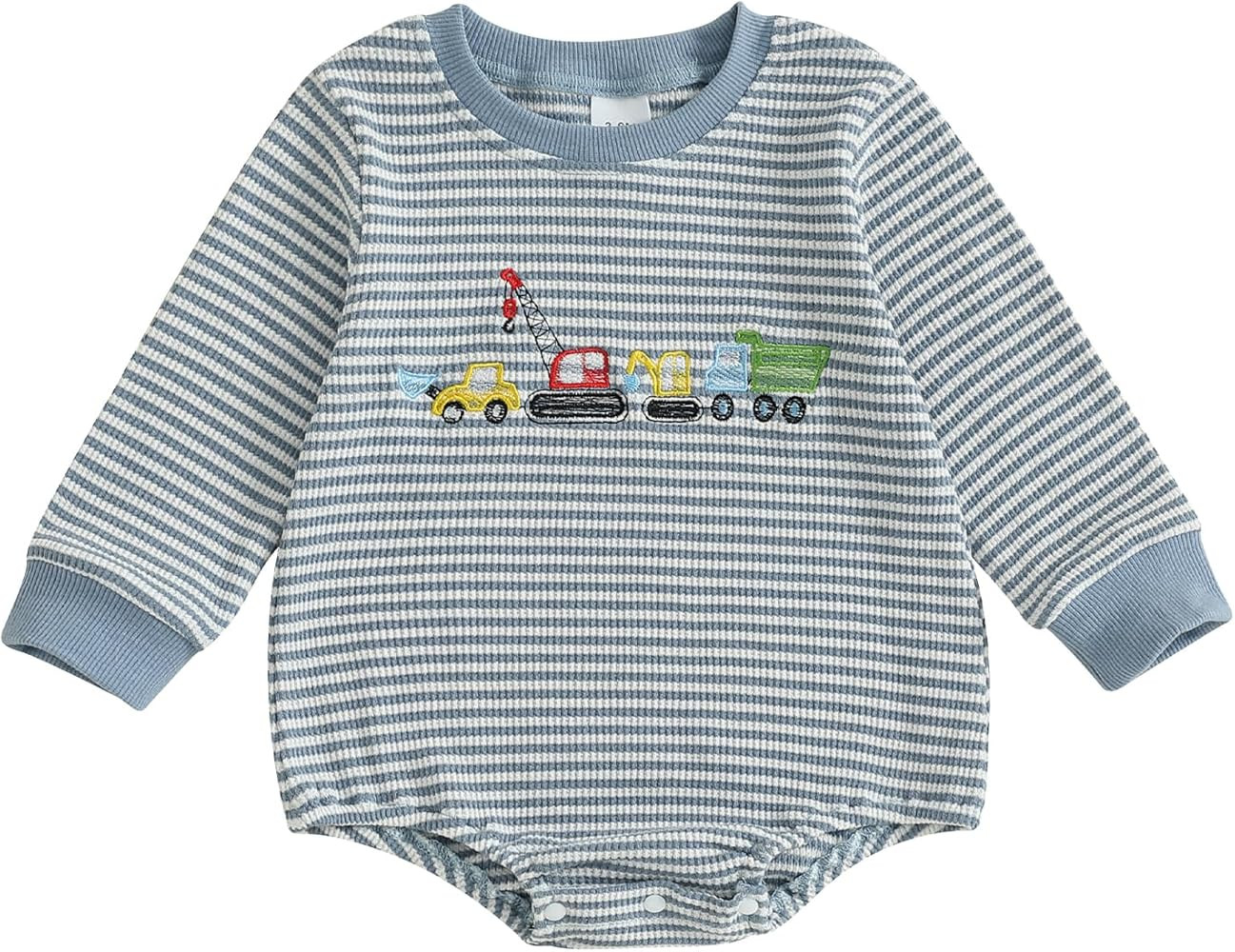 Newborn Baby Boy Girl Romper Long Sleeve Striped Outfit Waffle Bubble Jumpsuit Fall Winter Clothe... | Amazon (US)