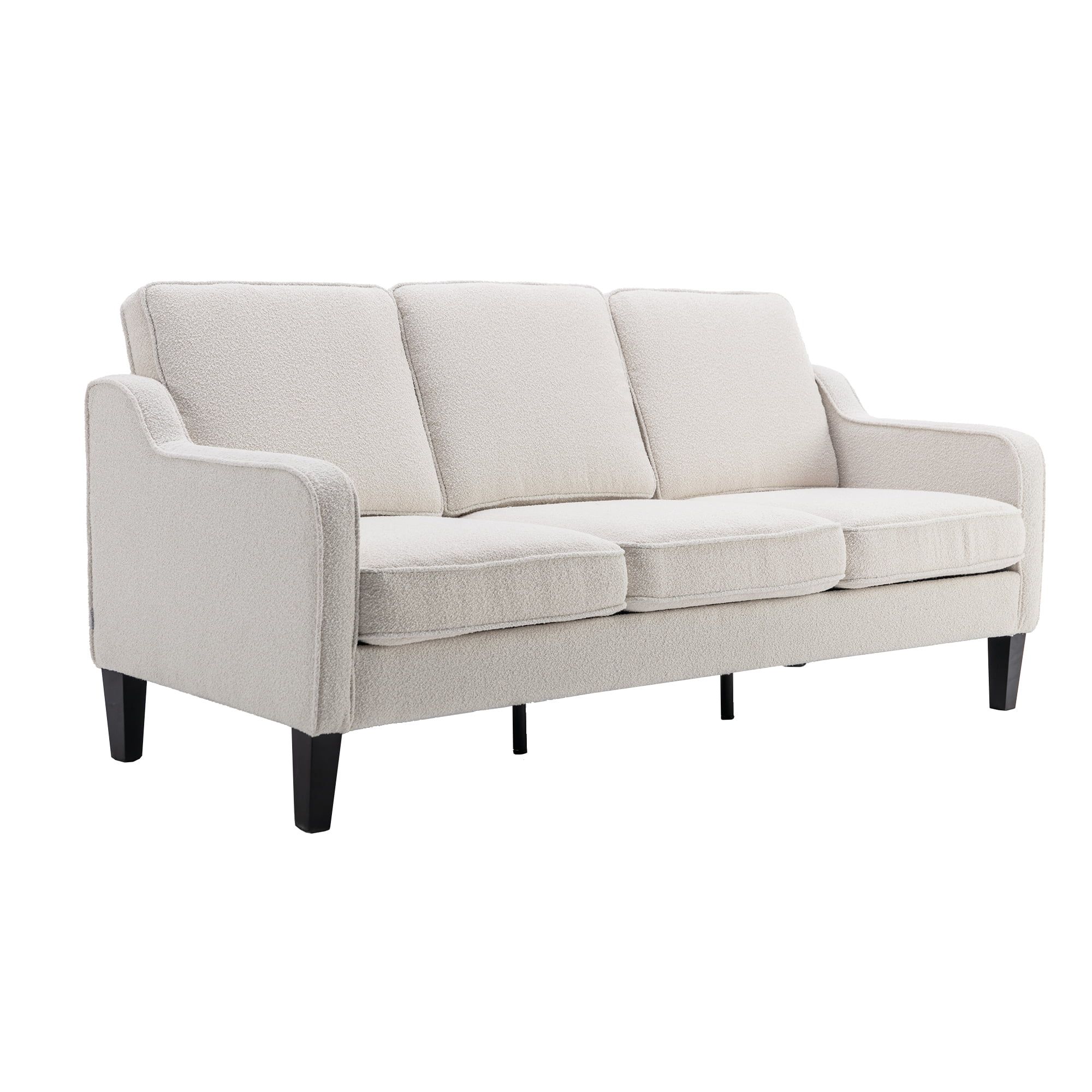 3-Seat Sofa Couch with Padded Cushion, Fabric Upholstered Accent Sofa with Solid Wood Legs and Ar... | Walmart (US)
