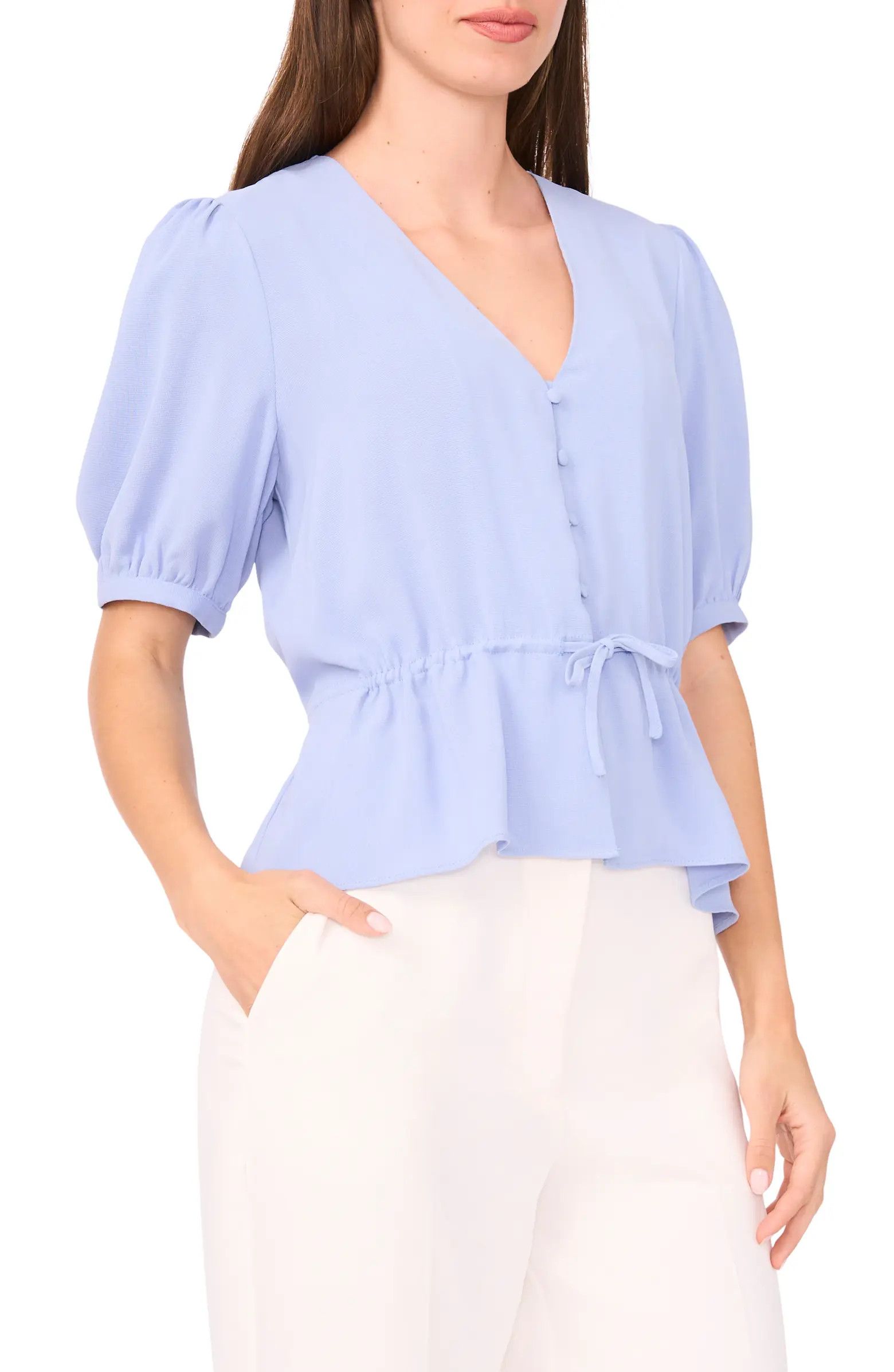 Button Front Tie Waist Top | Nordstrom