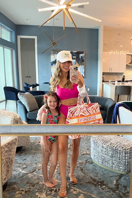 Mommy and Me Swimsuits, pops of pink, teal and pink, ruffle swimsuit, mommy and me fashion, beach bag, high-waisted swimsuits 

#LTKSeasonal #LTKfamily #LTKunder50