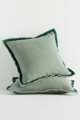 Emory Linen Velvet Bordered Pillow | Anthropologie (US)