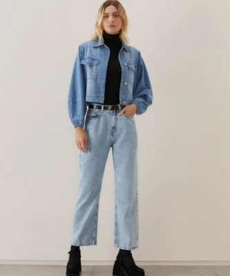 Calça AMARO Jeans Reta Essential Azul Claro | Dafiti (BR)