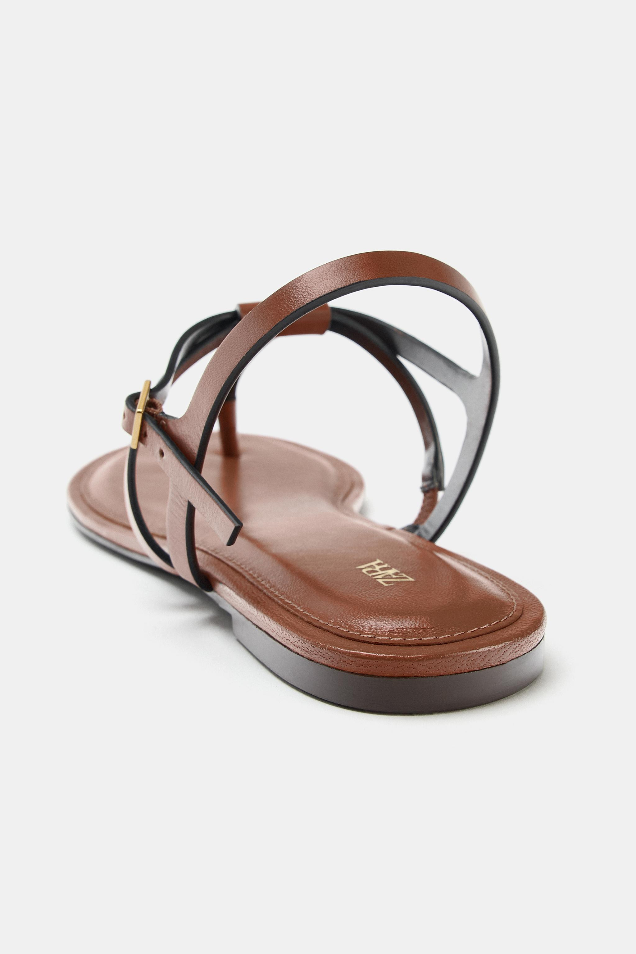 FLAT LEATHER SANDALS | Zara UK