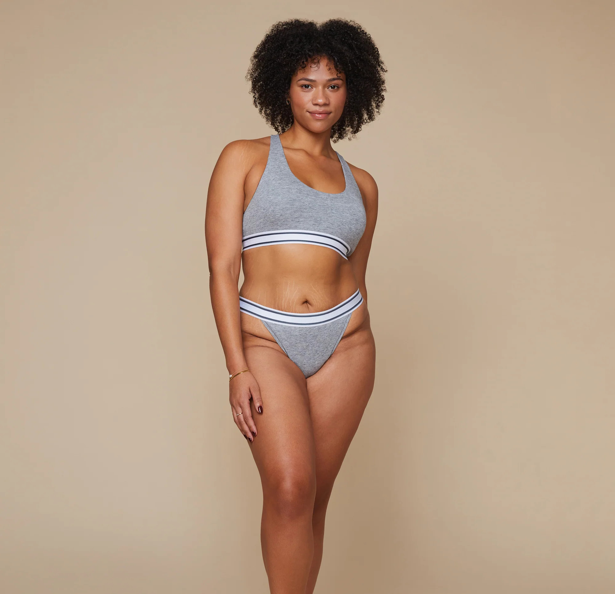 Cloud Cotton Logo Racerback Bralette - Heather Charcoal | Harper Wilde