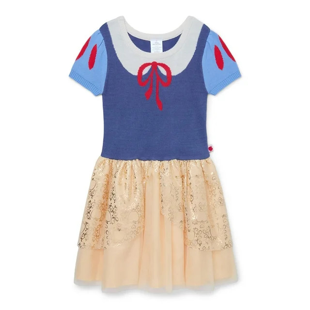 Girls Disney Princess Snow White Cosplay Short Sleeve Sweater Dress, Sizes 4-12 - Walmart.com | Walmart (US)
