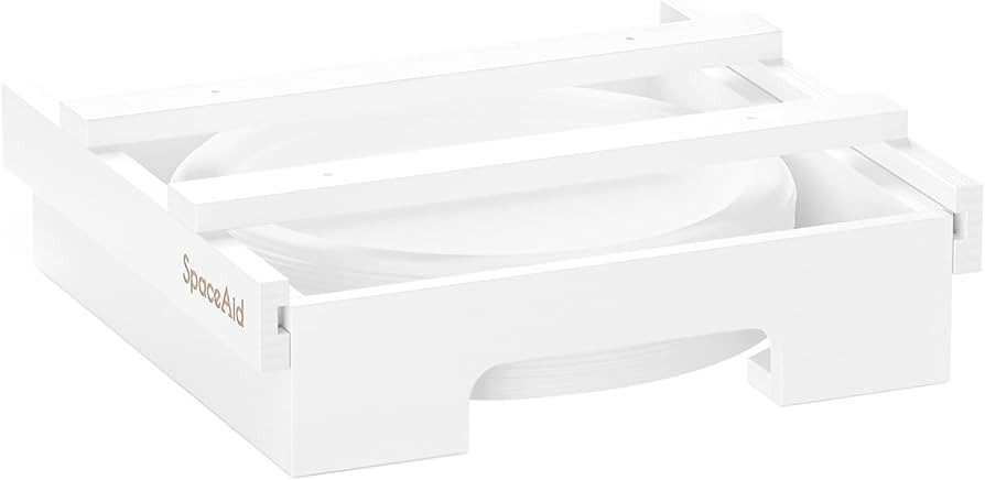 SpaceAid 10-inch Paper Plate Dispenser, Under Cabinet Bamboo Plates Holder, Kitchen Counter Verti... | Amazon (US)