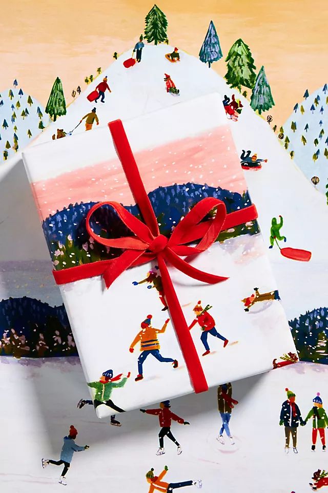 Ice Skating Wrapping Paper Roll | Anthropologie (US)