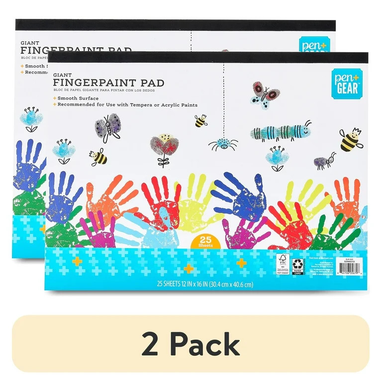 (2 pack) Pen+Gear Giant Fingerpaint Paper Pad 16" x 12" Fingerpaint Paper Pad 25 Sheets | Walmart (US)