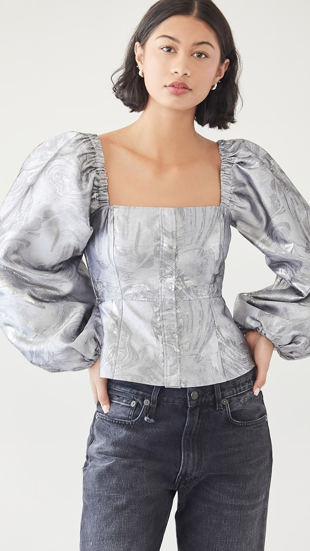 Shiny Jacquard Blouse | Shopbop