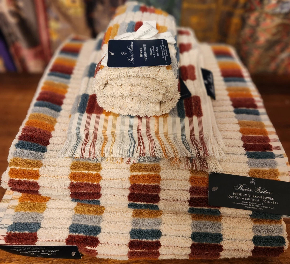 Brooks Brothers Turkish Thick Plush Bath Towel Set Fall Multicolored | eBay US