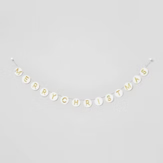 6' 'Merry Christmas' Garland White/Gold - Wondershop™ | Target