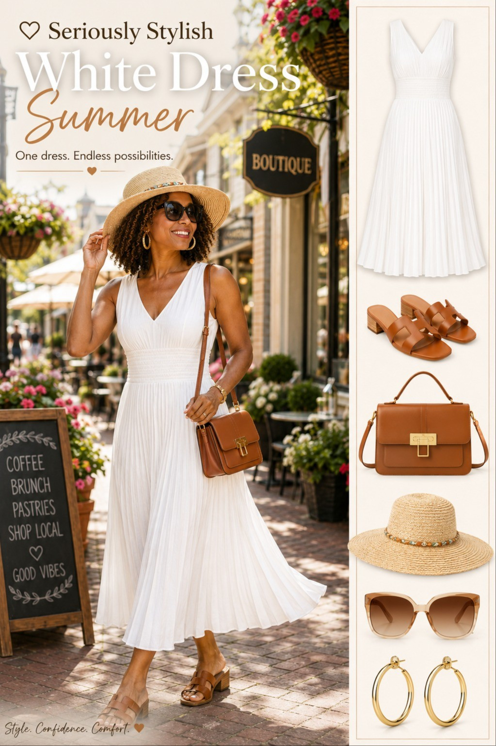 🤍 Seriously Stylish | White Dress SummerNothing says summer quite like a classic white dress. ☀️I paired this timeless midi dress with cognac sandals, a structured handbag, a wide-brim straw hat, oversized sunglasses, and classic hoop earrings for a look that's effortless, elegant, and easy to wear.Perfect for brunch, boutique shopping, vacation, baby showers, or any sunny day when you want to feel put together without overthinking it.✨ Shop the complete look or mix and match your favorite pieces to make it your own.Style. Confidence. Comfort. 🤍#LTKStyleTip #LTKOver40 #LTKFinds #AmazonFashion #SummerStyle

#LTKdayinmylife #LTKOver40 #LTKSeasonal