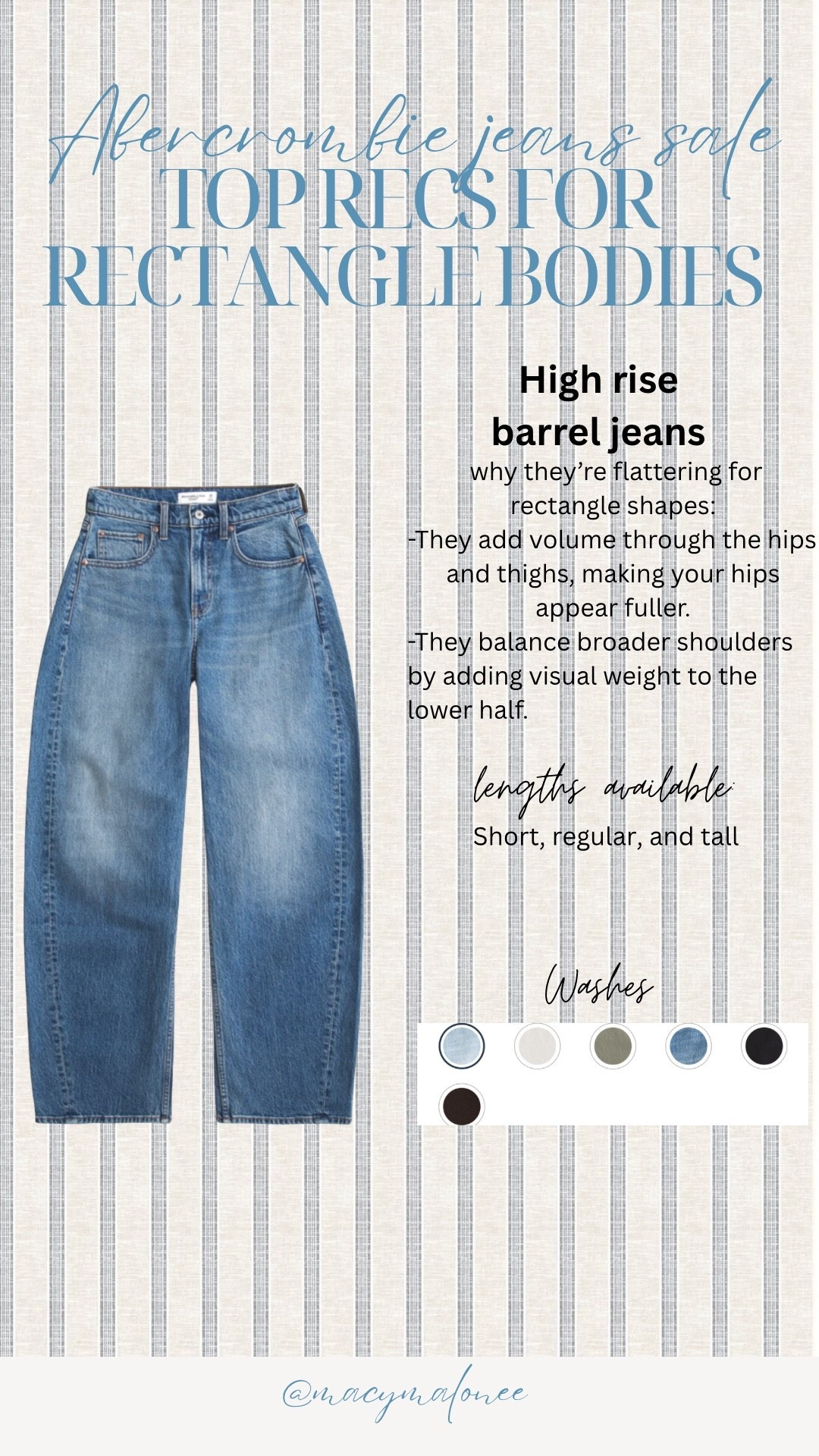 My favorite barrel jeans for rectangle bodies! Use code: DENIMAF for additional 15% off! I’m 510 and wear a 27 long!