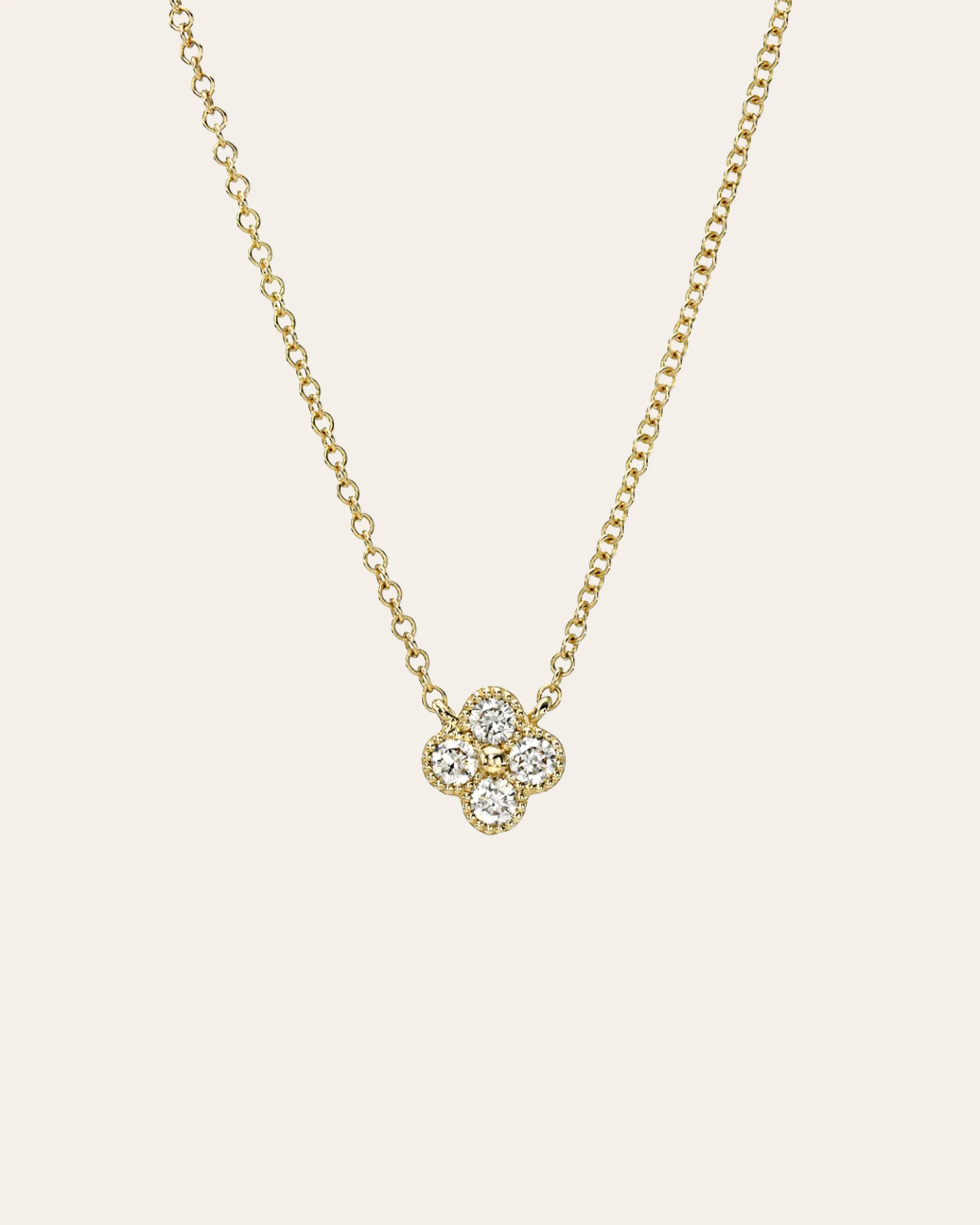 Large Diamond Clover Necklace | Zoe Lev Jewelry
