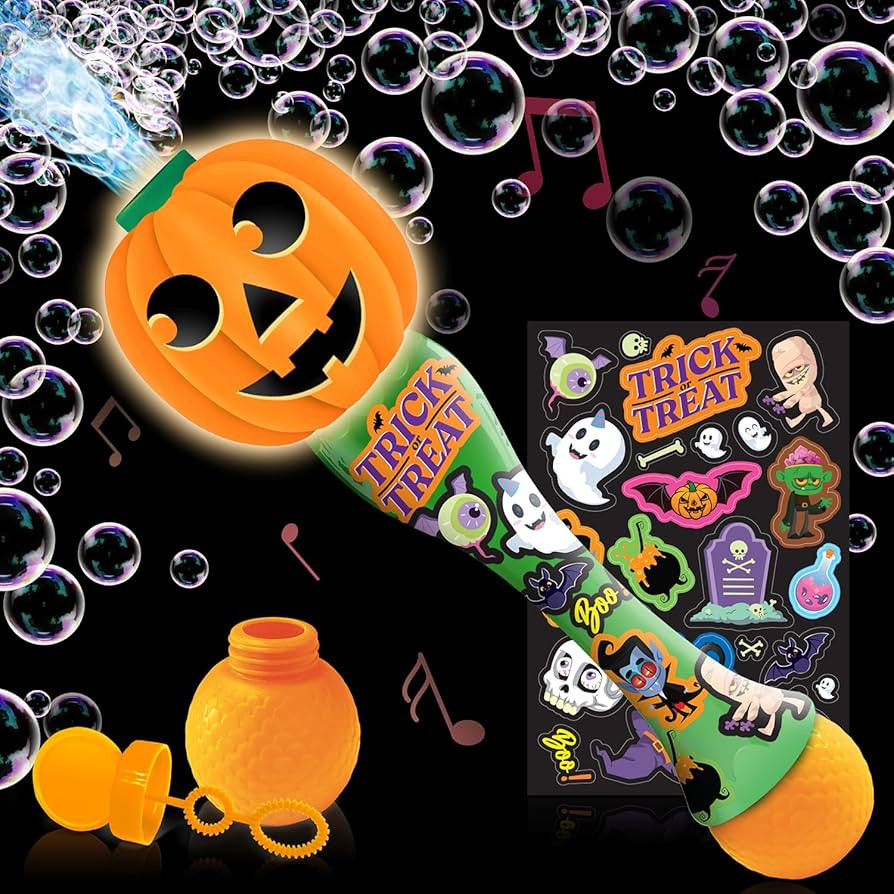 ArtCreativity Halloween Bubble Wand for Kids, 14" Light Up Pumpkin Bubble Wand for Toddlers with ... | Amazon (US)