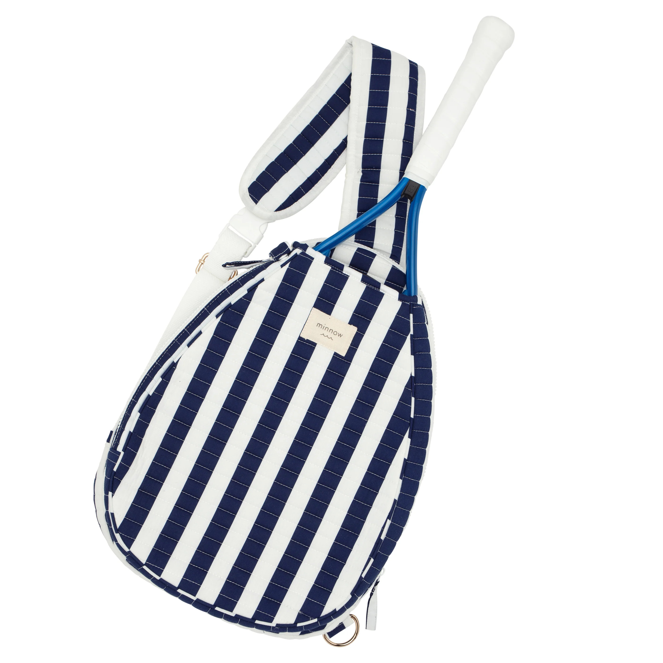 navy cabana stripe tennis bag | minnow