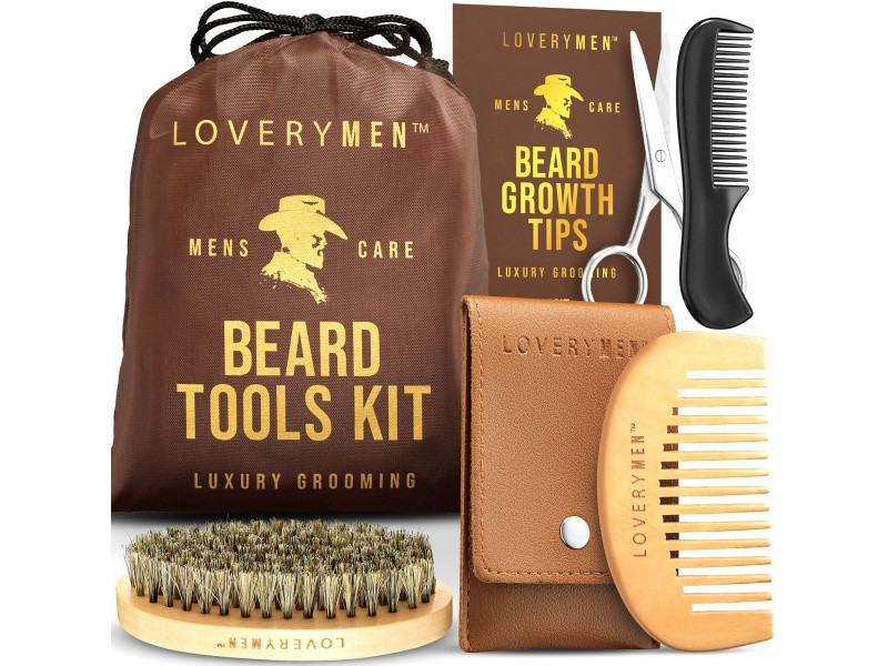 LoveryMEN Beard Tools Kit: Premium Comb, Shears, Brush, Comb To-Go, & Travel Pouch | JTV Jewelry